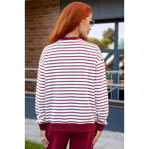 Костюм двойка женский "Полоса" футер 2-х нитка (последний размер) красный 48,52,54