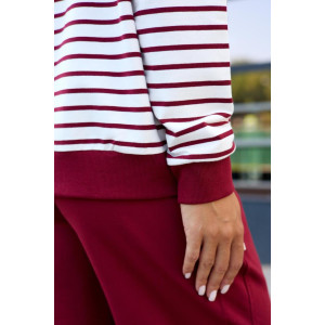 Костюм двойка женский "Полоса" футер 2-х нитка (последний размер) красный 48,52,54