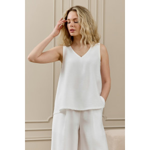 Блузка-топ женская "Ясмина-2" фактурное полотно (р-ры: 44-54) белый