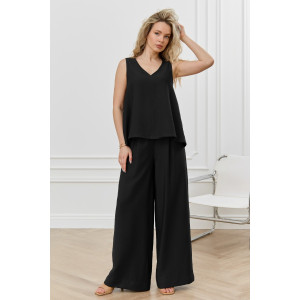 Блузка-топ женская "Ясмина-2" фактурное полотно (р-ры: 44-54) черный