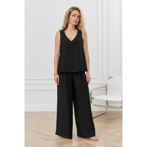 Блузка-топ женская "Ясмина-2" фактурное полотно (р-ры: 44-54) черный