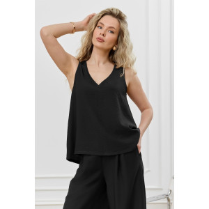 Блузка-топ женская "Ясмина-2" фактурное полотно (р-ры: 44-54) черный