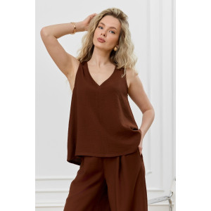 Блузка-топ женская "Ясмина-2" фактурное полотно (р-ры: 44-54) коричневый