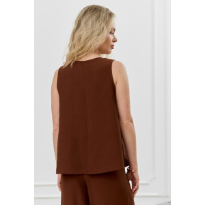 Блузка-топ женская "Ясмина-2" фактурное полотно (р-ры: 44-54) коричневый
