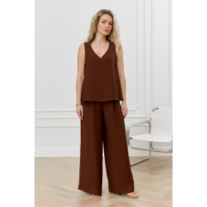 Блузка-топ женская "Ясмина-2" фактурное полотно (р-ры: 44-54) коричневый