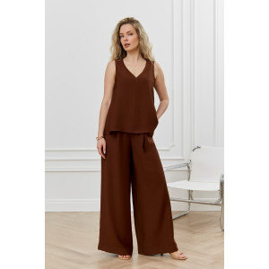 Блузка-топ женская "Ясмина-2" фактурное полотно (р-ры: 44-54) коричневый