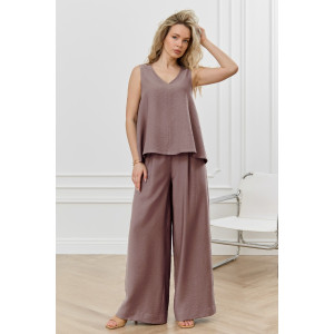 Блузка-топ женская "Ясмина-2" фактурное полотно (р-ры: 44-54) какао