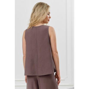 Блузка-топ женская "Ясмина-2" фактурное полотно (р-ры: 44-54) какао