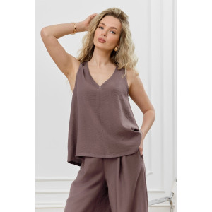 Блузка-топ женская "Ясмина-2" фактурное полотно (р-ры: 44-54) какао