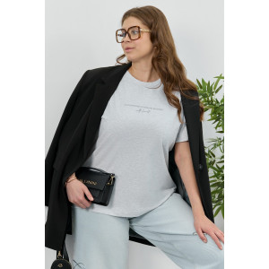 Футболка женская "Соло" кулирка с лайкрой (р-ры: 48-64) серый меланж