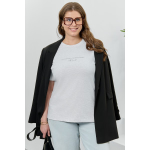 Футболка женская "Соло" кулирка с лайкрой (р-ры: 48-64) серый меланж