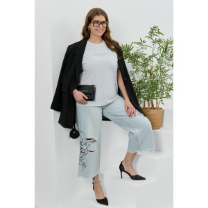 Футболка женская "Соло" кулирка с лайкрой (р-ры: 48-64) серый меланж