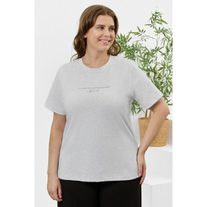 Футболка женская "Соло" кулирка с лайкрой (р-ры: 48-64) серый меланж