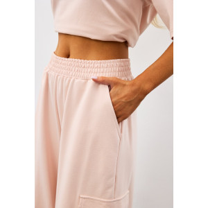 Костюм двойка женский "Нила-2" футер 2-х нитка с лайкрой (р-ры: 42-52) кремово-розовый