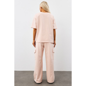 Костюм двойка женский "Нила-2" футер 2-х нитка с лайкрой (р-ры: 42-52) кремово-розовый