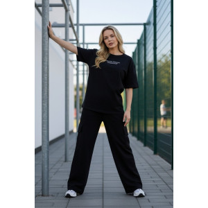 Костюм двойка женский "Нила-2" футер 2-х нитка с лайкрой (р-ры: 42-52) черный