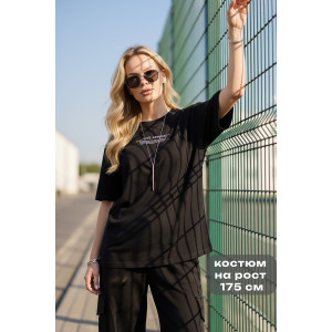 Костюм двойка женский "Нила-2" футер 2-х нитка с лайкрой (р-ры: 42-52) черный