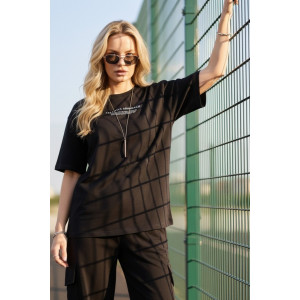 Костюм двойка женский "Нила-2" футер 2-х нитка с лайкрой (р-ры: 42-52) черный