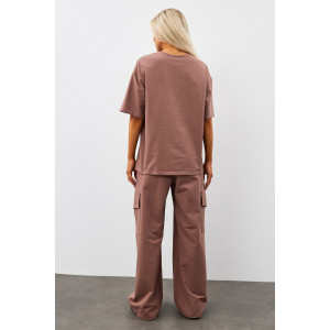 Костюм двойка женский "Нила-2" футер 2-х нитка с лайкрой (р-ры: 42-52) капучино