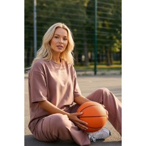 Костюм двойка женский "Нила-1" футер 2-х нитка с лайкрой (р-ры: 42-52) капучино