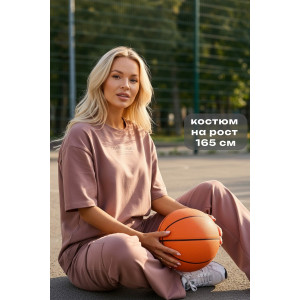 Костюм двойка женский "Нила-1" футер 2-х нитка с лайкрой (р-ры: 42-52) капучино