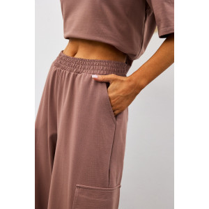 Костюм двойка женский "Нила-1" футер 2-х нитка с лайкрой (р-ры: 42-52) капучино