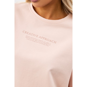 Костюм двойка женский "Нила-1" футер 2-х нитка с лайкрой (р-ры: 42-52) кремово-розовый