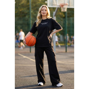 Костюм двойка женский "Нила-1" футер 2-х нитка с лайкрой (р-ры: 42-52) черный