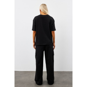 Костюм двойка женский "Нила-1" футер 2-х нитка с лайкрой (р-ры: 42-52) черный