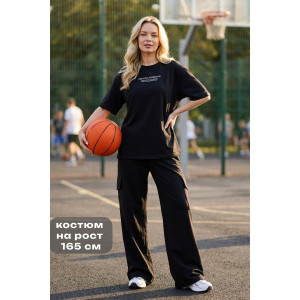 Костюм двойка женский "Нила-1" футер 2-х нитка с лайкрой (р-ры: 42-52) черный