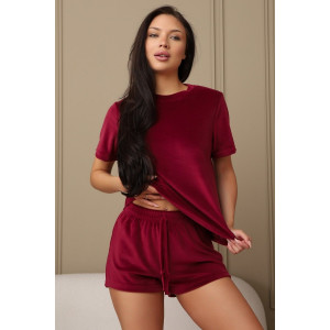 Костюм двойка женский 728 велюр (р-ры: 42-56) бордовый