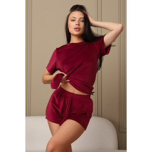 Костюм двойка женский 728 велюр (р-ры: 42-56) бордовый