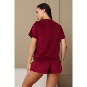 Костюм двойка женский 728 велюр (р-ры: 42-56) бордовый