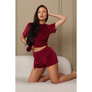 Костюм двойка женский 728 велюр (р-ры: 42-56) бордовый