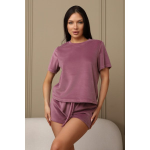 Костюм двойка женский 728 велюр (р-ры: 42-56) сухая роза