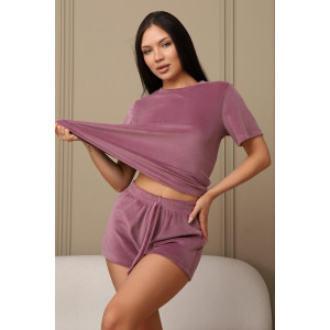 Костюм двойка женский 728 велюр (р-ры: 42-56) сухая роза