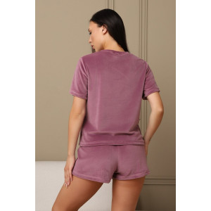 Костюм двойка женский 728 велюр (р-ры: 42-56) сухая роза