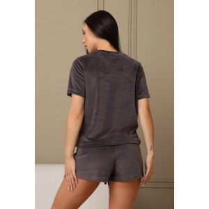 Костюм двойка женский 728 велюр (р-ры: 42-56) темно-серый