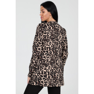 Кардиган женский КрФ-302 футер (р-ры: 48-62) леопард черн.
