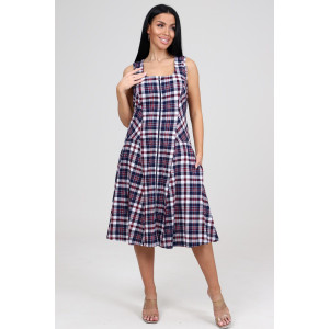 Сарафан женский СК-336 кулирка (р-ры: 48-62) сине-красн.рябь