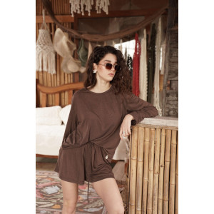 Костюм двойка женский "Флам с вискозой" М-137КП флам с вискозой (р-ры: 40-54) коричневый