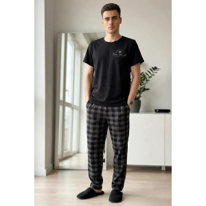 Костюм двойка мужской "Хорс" (брюки) кулирка (р-ры: 48-58) черный