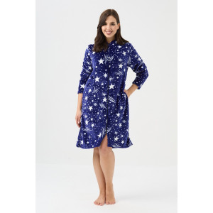 Халат женский №85404 велсофт (р-ры: 44-58) синий