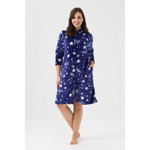 Халат женский №85404 велсофт (р-ры: 44-58) синий