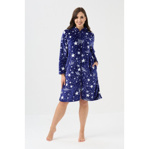 Халат женский №85404 велсофт (р-ры: 44-58) синий