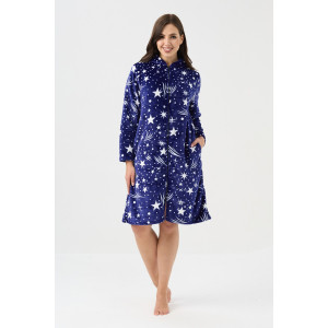 Халат женский №85404 велсофт (р-ры: 44-58) синий