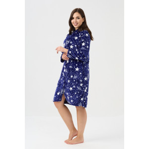 Халат женский №85404 велсофт (р-ры: 44-58) синий