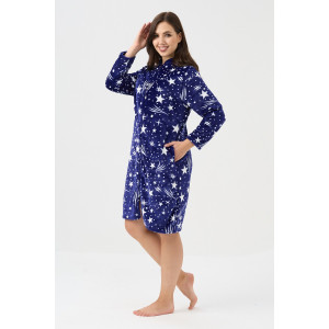 Халат женский №85404 велсофт (р-ры: 44-58) синий