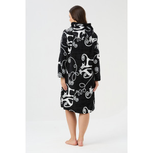 Халат женский №85404 велсофт (р-ры: 44-58) черный