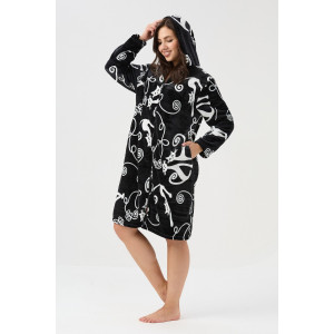 Халат женский №85404 велсофт (р-ры: 44-58) черный